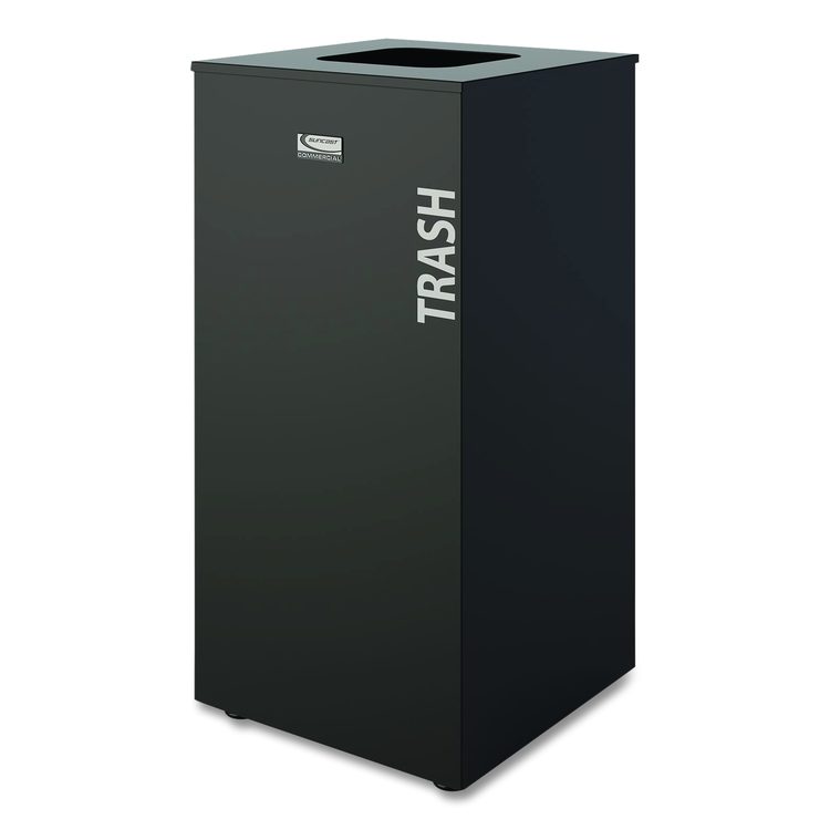 Square Metal Decorative Can, Steel, 24 gal, Black