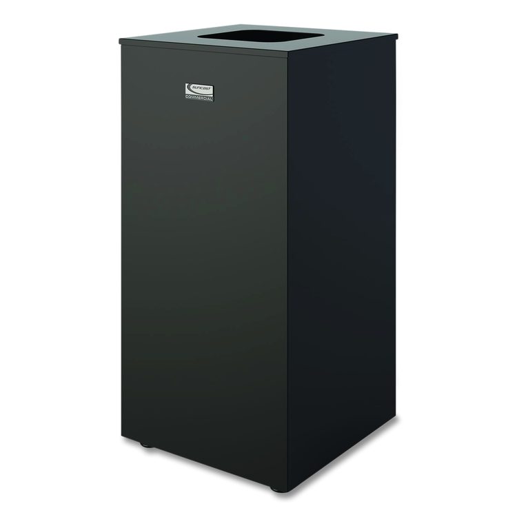 Square Metal Decorative Can, Steel, 24 gal, Black
