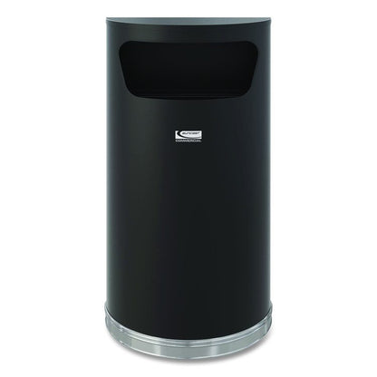 Half Round Metal Trash Can, 9 gal, Steel, Black
