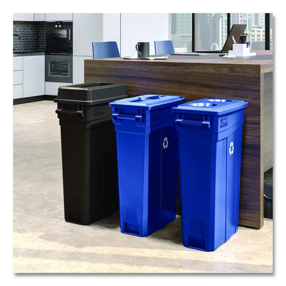 23 Gallon Resin Slim Trash Can Bottle and Can Lid, 11.87 x 20.25 x 1.41, Blue