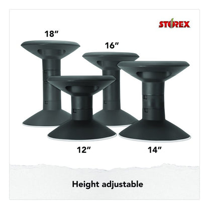 Wiggle Stool, Backless, Supports Up to 250 lbs, 12" to 18" Seat Height, Black Seat, Black Base