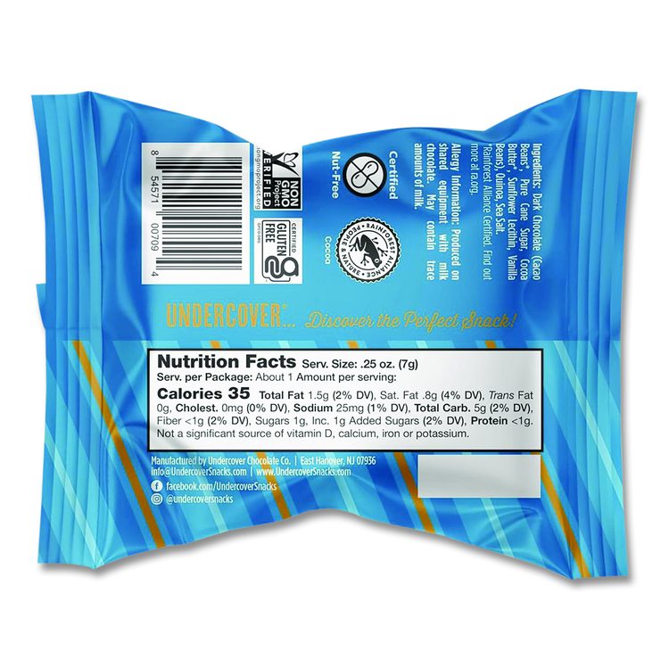 Dark Chocolate and Sea Salt Mini Quinoa Crisps, 0.25 oz Bag, 125/Carton
