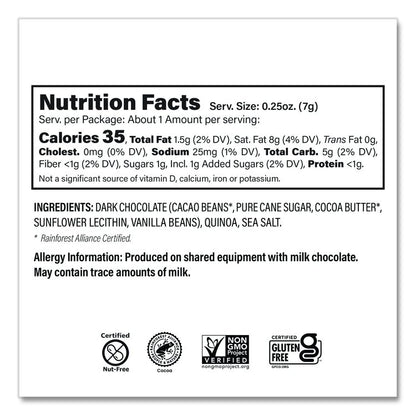 Dark Chocolate and Sea Salt Mini Quinoa Crisps, 0.25 oz Bag, 125/Carton
