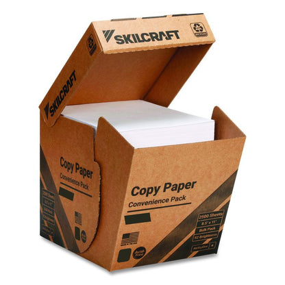 7530017253060, SKILCRAFT 50% Recycled Convenience Copy Paper, 92 Bright, 20 lb Bond Wt, 8.5 x 11, White, Bulk, 2,500/Box