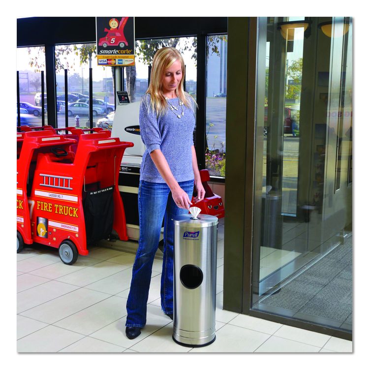 Dispenser Stand for Sanitizing Wipes, 1,500 Wipe Capacity, 10.25 x 10.25 x 14.5, Stainless Steel