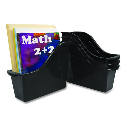 Small Book Bin, 1.5 gal, 4.5" x 11.75" x 8.5", Black, 6/Pack
