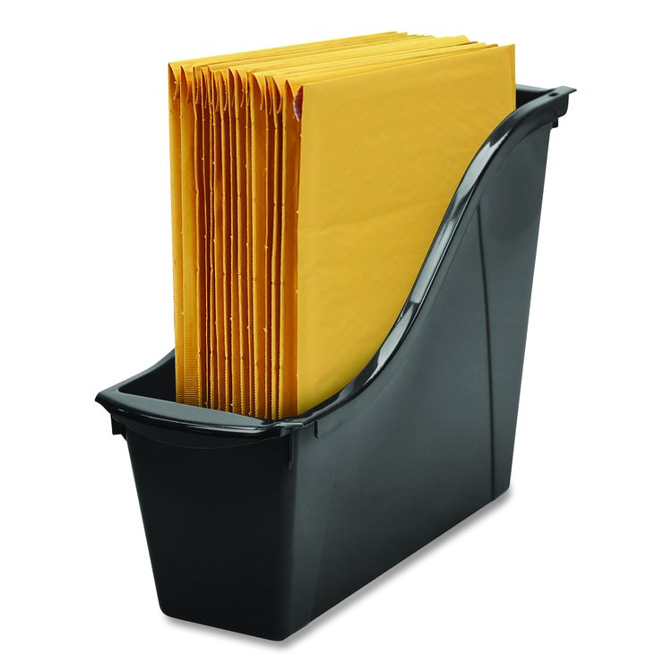 Small Book Bin, 1.5 gal, 4.5" x 11.75" x 8.5", Black, 6/Pack
