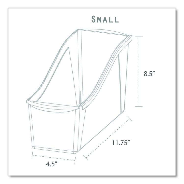 Small Book Bin, 1.5 gal, 4.5" x 11.75" x 8.5", Black, 6/Pack