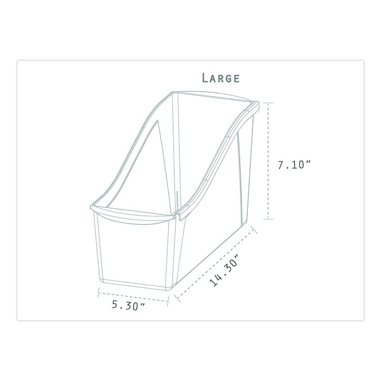 Large Book Bin, 2 gal, 5.3" x 14.3" x 7", Black, 6/Pack