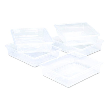 Storage Tray, Flat, 1.69 gal, 10.65" x 13.17" x 2.96", Translucent, 5/Pack