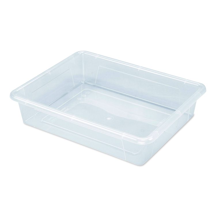 Storage Tray, Flat, 1.69 gal, 10.65" x 13.17" x 2.96", Translucent, 5/Pack
