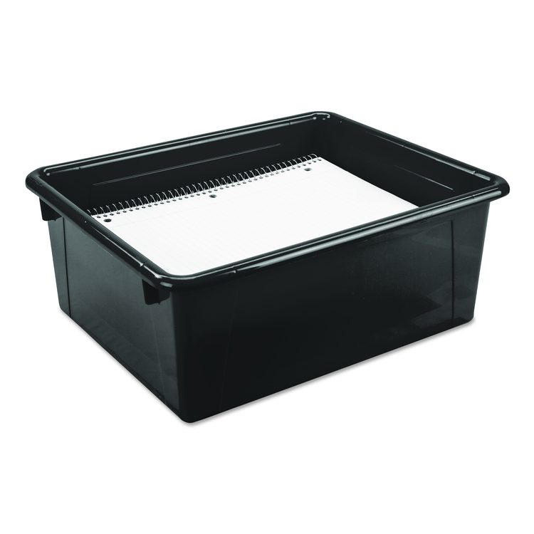 Storage Tray, Deep, 2 gal, 10.65" x 10.65" x 5.2", Black, 5/Pack