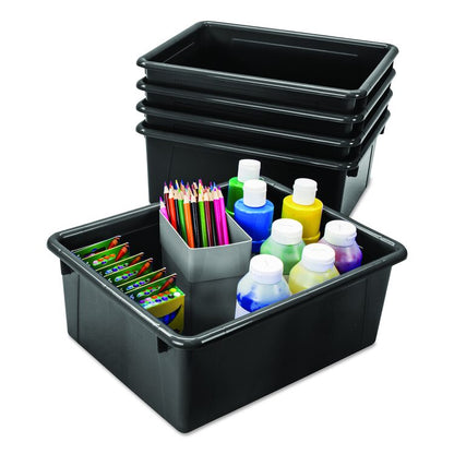 Storage Tray, Deep, 2 gal, 10.65" x 10.65" x 5.2", Black, 5/Pack