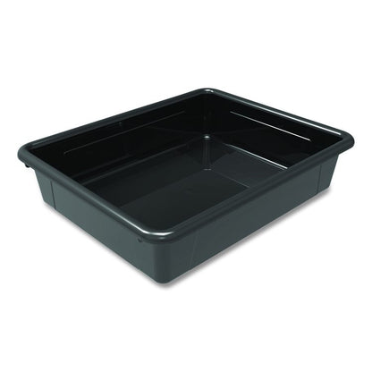 Storage Tray, Flat, 102.4 oz, 10.65" x 10.65" x 2.96", Black, 5/Pack
