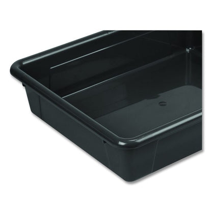 Storage Tray, Flat, 102.4 oz, 10.65" x 10.65" x 2.96", Black, 5/Pack