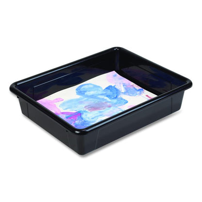 Storage Tray, Flat, 102.4 oz, 10.65" x 10.65" x 2.96", Black, 5/Pack