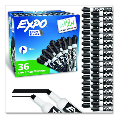 Low-Odor Dry-Erase Marker Value Pack, Broad Chisel Tip, Black, 36/Box