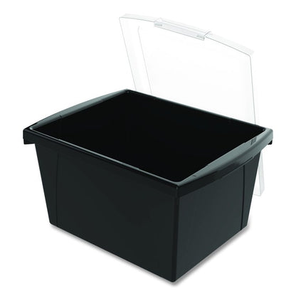 Storage Bin with Lid, 4 gal, 11.25" x 11.25" x 7.87", Black, 6/Pack