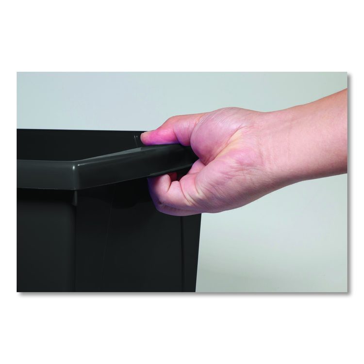 Storage Bin with Lid, 4 gal, 11.25" x 11.25" x 7.87", Black, 6/Pack