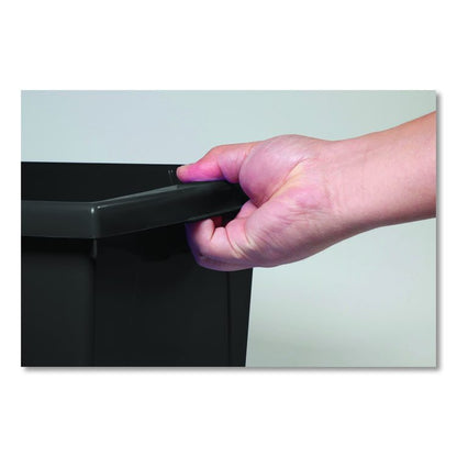Storage Bin with Lid, 4 gal, 11.25" x 11.25" x 7.87", Black, 6/Pack
