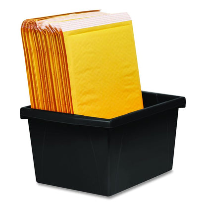 Storage Bin with Lid, 4 gal, 11.25" x 11.25" x 7.87", Black, 6/Pack