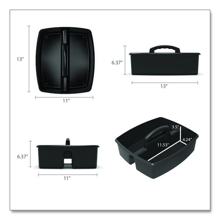 Large Caddy, 13 x 11 x 6.38, Black, 6/Pack