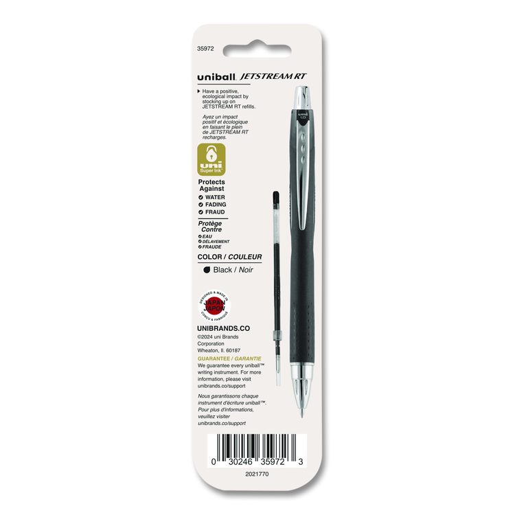 Refill for JetStream RT Pens, Bold Conical Tip, Black Ink, 2/Pack