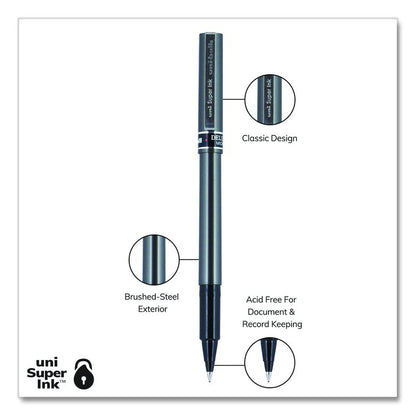 Deluxe Rollerball Pen, Stick, Micro 0.5 mm, Black Ink, Metallic Gray/Black Barrel, Dozen