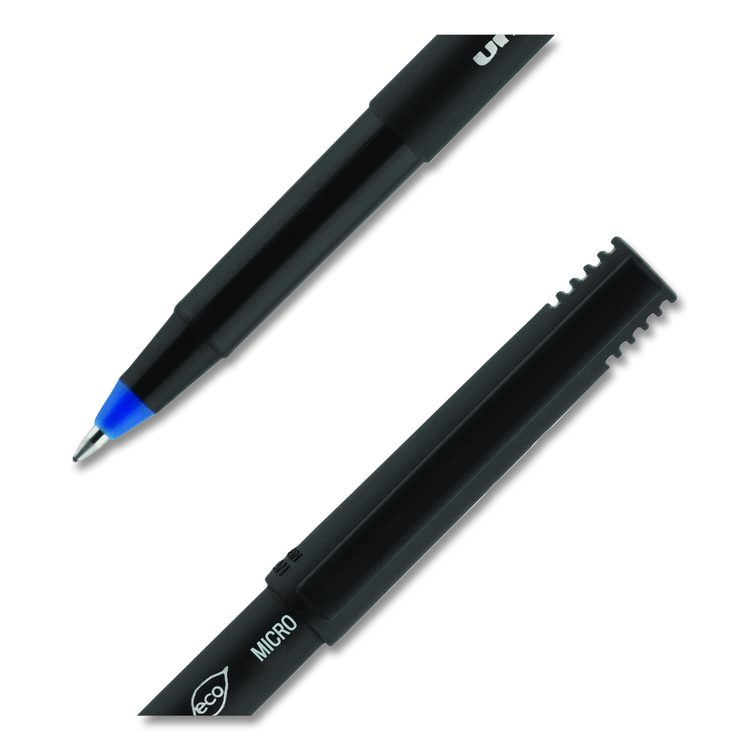 ONYX Rollerball Pen, Stick, Micro 0.5 mm, Blue Ink, Black/Blue Barrel, Dozen
