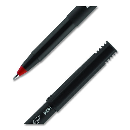 ONYX Rollerball Pen, Stick, Micro 0.5 mm, Red Ink, Black/Red Barrel, Dozen