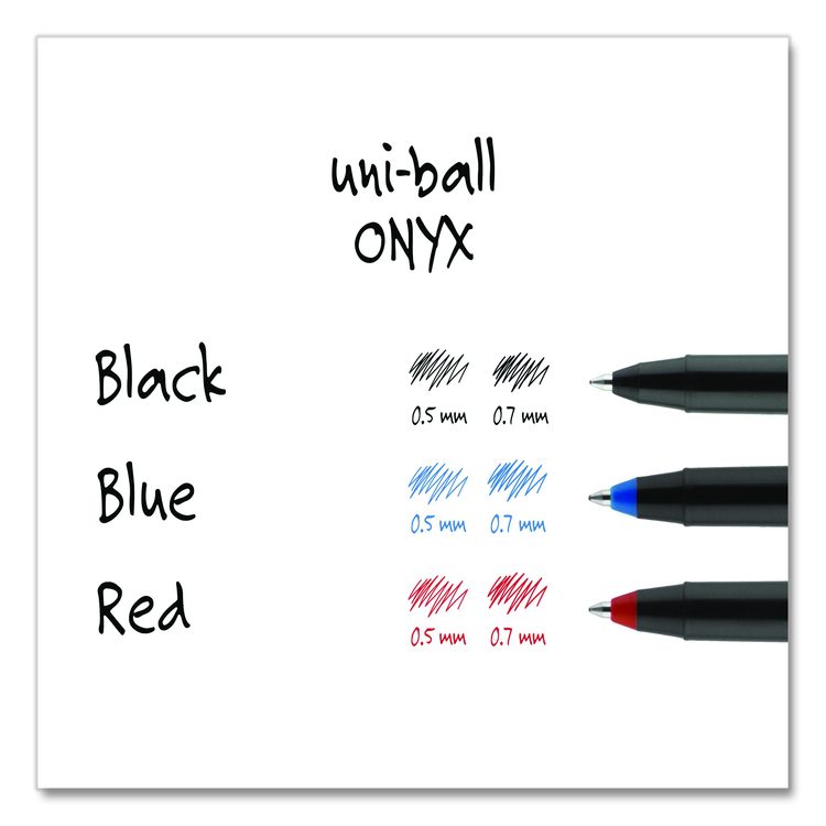 ONYX Rollerball Pen, Stick, Micro 0.5 mm, Red Ink, Black/Red Barrel, Dozen