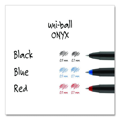 ONYX Rollerball Pen, Stick, Micro 0.5 mm, Red Ink, Black/Red Barrel, Dozen