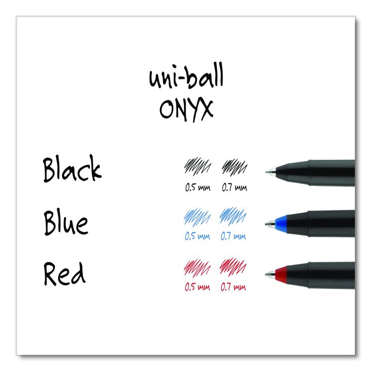 ONYX Rollerball Pen, Stick, Fine 0.7 mm, Red Ink, Black/Red Barrel, Dozen