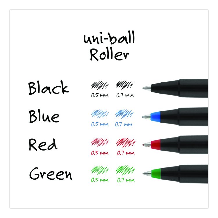 Rollerball Pen, Stick, Micro 0.5 mm, Red Ink, Black/Red Barrel, Dozen