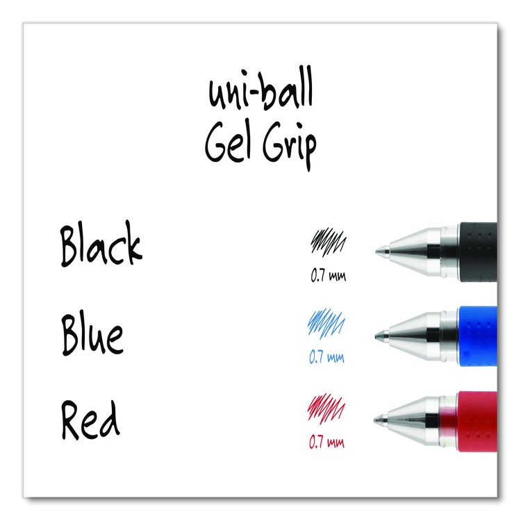 Signo GRIP Gel Pen, Stick, Medium 0.7 mm, Blue Ink, Clear/Blue/Silver Barrel, Dozen
