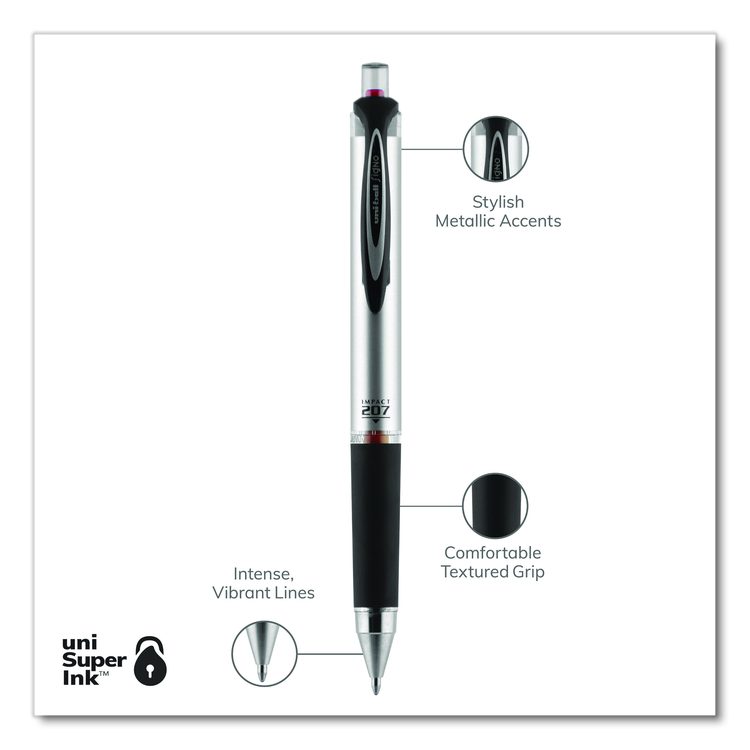 207 Impact RT Gel Pen, Retractable, Bold 1 mm, Red Ink, Black/Red Barrel