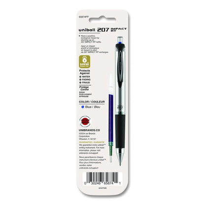 207 Impact RT Gel Retractable Pen Refills, Bold 1 mm Conical Tip, Blue Ink, 2/Pack