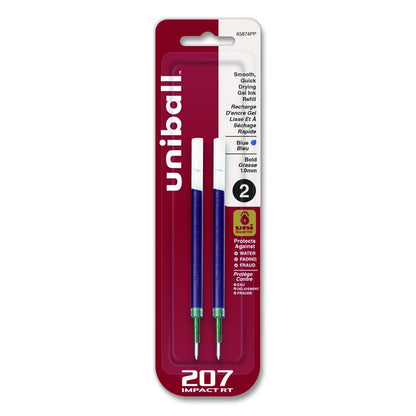 207 Impact RT Gel Retractable Pen Refills, Bold 1 mm Conical Tip, Blue Ink, 2/Pack