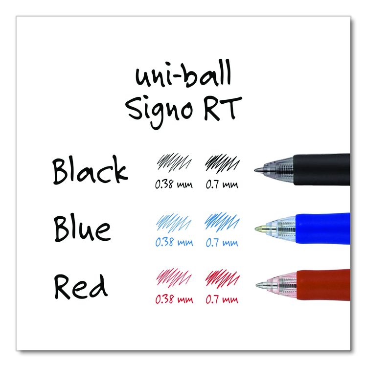 Signo Gel Pen, Retractable, Medium 0.7 mm, Red Ink, Silver/Red Barrel, Dozen