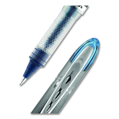 VISION ELITE BLX Series Rollerball Pen, Stick, Micro 0.5 mm, Blue-Infused Black Ink, Gray/Blue/Clear Barrel
