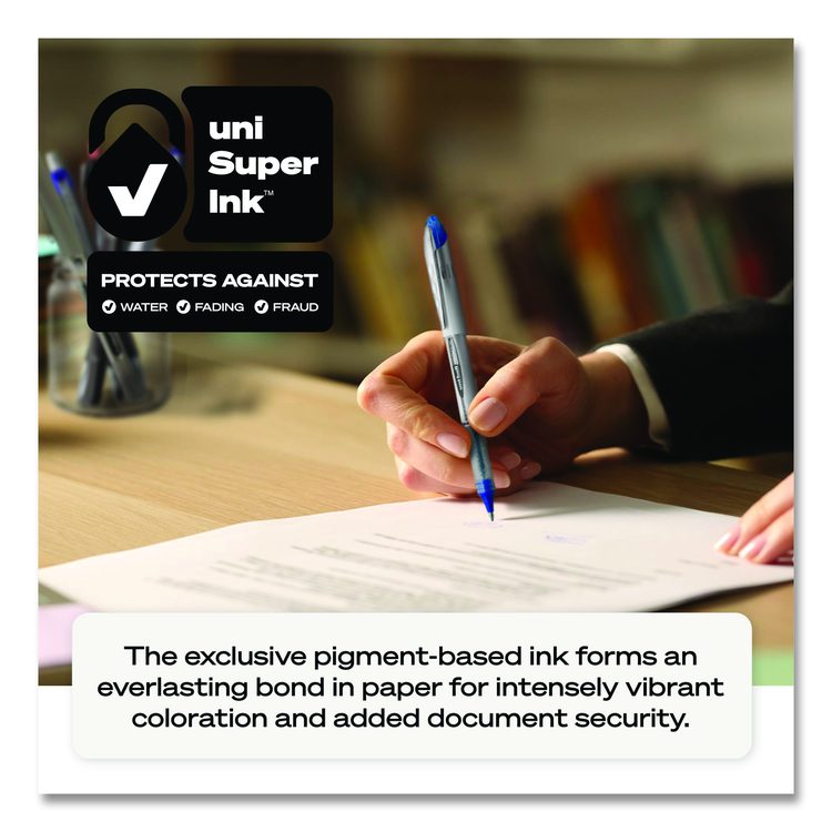 VISION ELITE BLX Series Rollerball Pen, Stick, Micro 0.5 mm, Blue-Infused Black Ink, Gray/Blue/Clear Barrel
