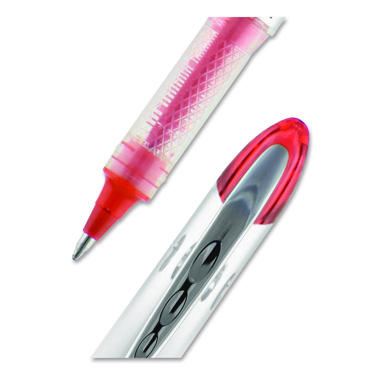 VISION ELITE Rollerball Pen, Stick, Bold 0.8 mm, Red Ink, White/Red/Clear Barrel