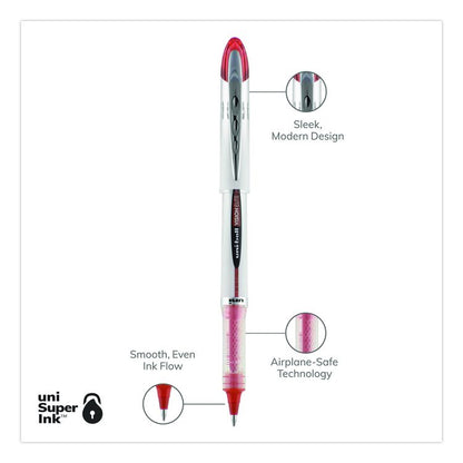 VISION ELITE Rollerball Pen, Stick, Bold 0.8 mm, Red Ink, White/Red/Clear Barrel