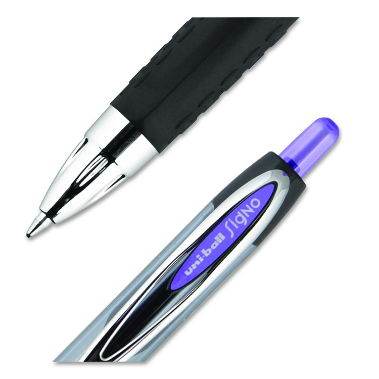 Signo 207 Gel Pen, Retractable, Medium 0.7 mm, Violet Ink, Smoke/Black/Violet Barrel, Dozen