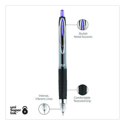 Signo 207 Gel Pen, Retractable, Medium 0.7 mm, Violet Ink, Smoke/Black/Violet Barrel, Dozen