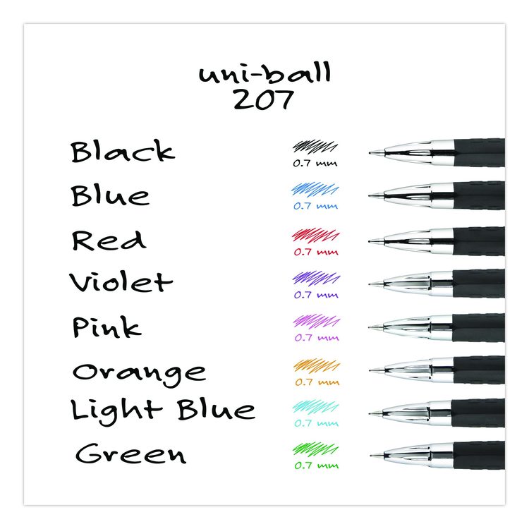Signo 207 Gel Pen, Retractable, Medium 0.7 mm, Violet Ink, Smoke/Black/Violet Barrel, Dozen