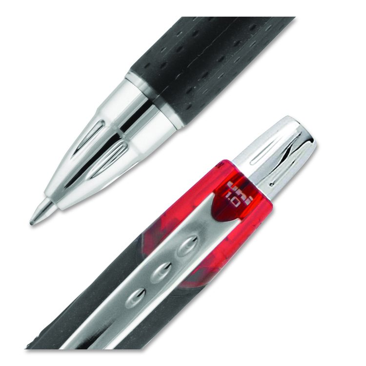 Jetstream Hybrid Gel Pen, Retractable, Bold 1 mm, Red Ink, Black/Silver/Red Barrel