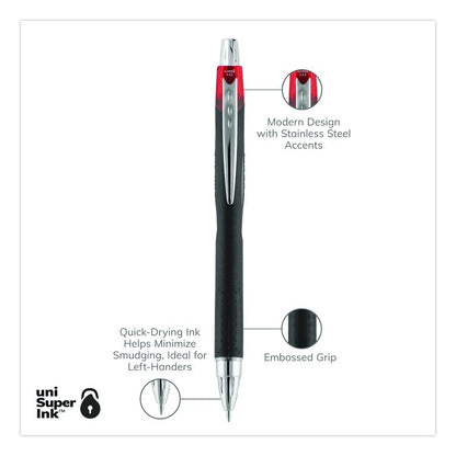 Jetstream Hybrid Gel Pen, Retractable, Bold 1 mm, Red Ink, Black/Silver/Red Barrel