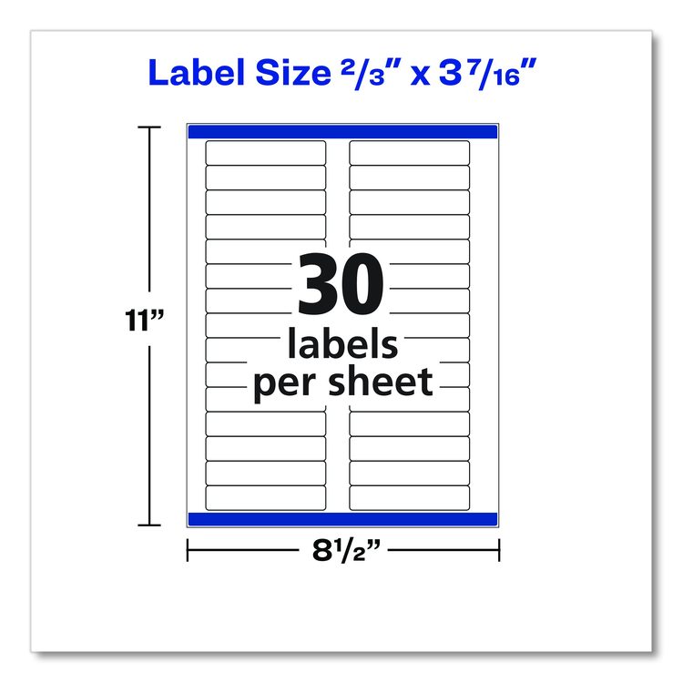 Permanent TrueBlock File Folder Labels with Sure Feed Technology, 0.66 x 3.44, White, 30/Sheet, 60 Sheets/Box