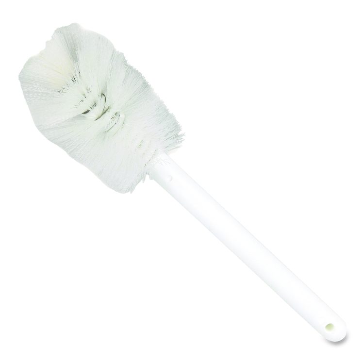 Sparta Handle Bottle Brush for Pint Bottles, White Polyester Bristles, 4.5" Brush, 7.5" White Plastic Handle